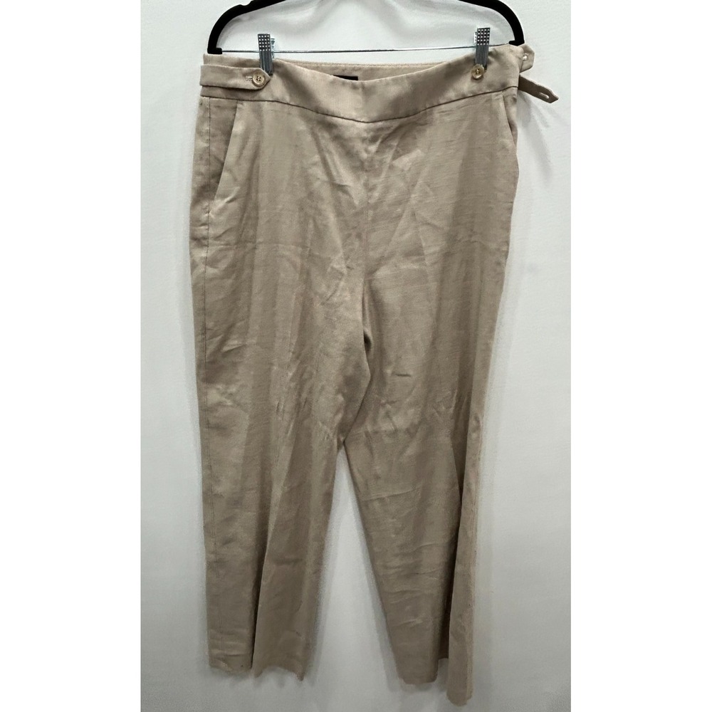 Talbots Dress Pants Womens 12 Beige Linen Blend Straight Leg Career Office Pant